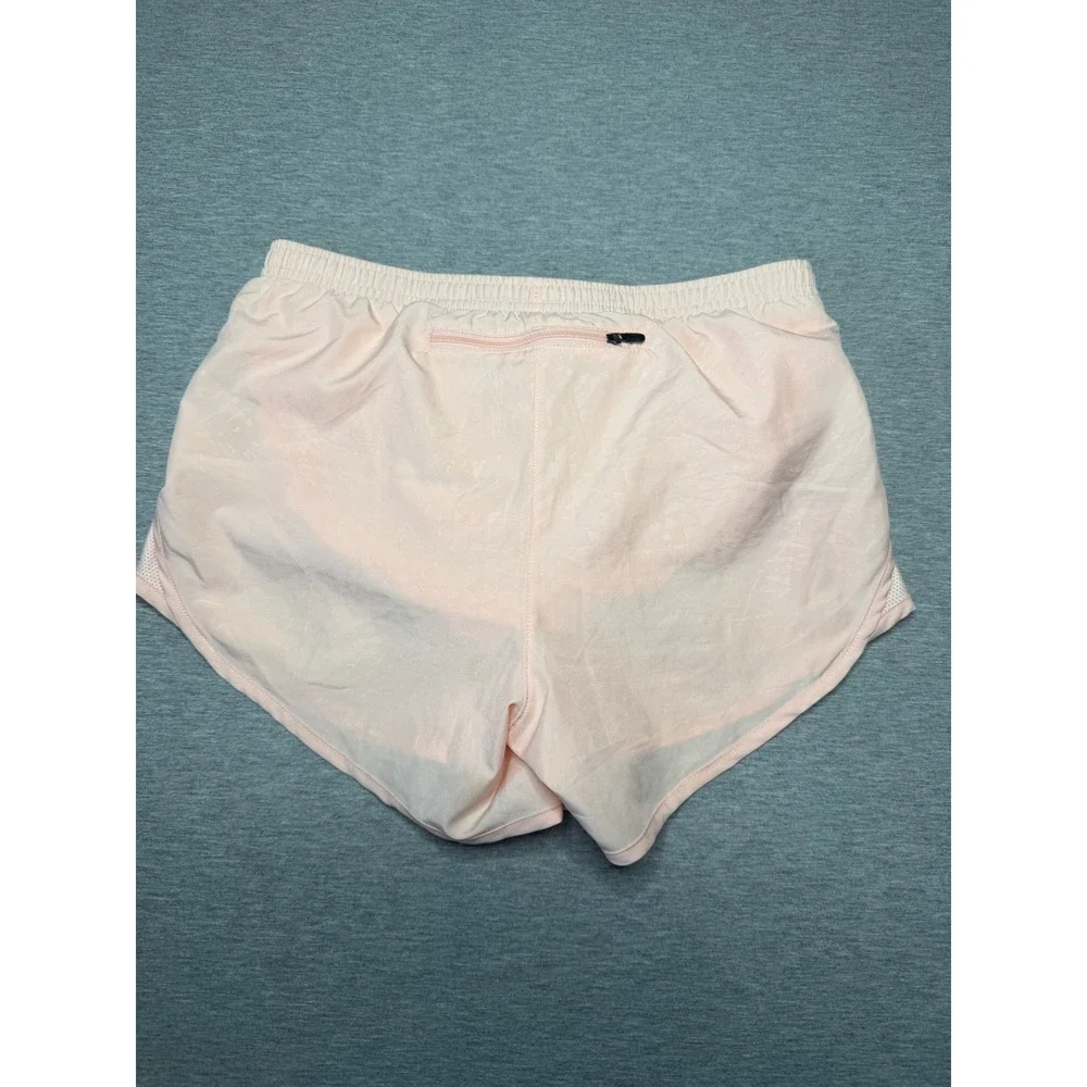 Nike Dri-FIT Women Running Shorts Peach Pink Mesh Trim Zip Pocket XS